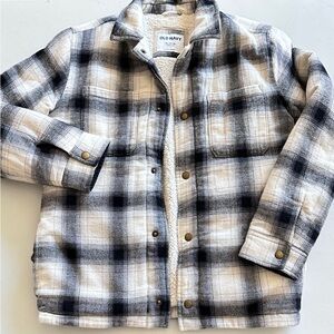 Old Navy kids unisex boyfriend Sherpa lined snap button jacket size XL - (14-16)